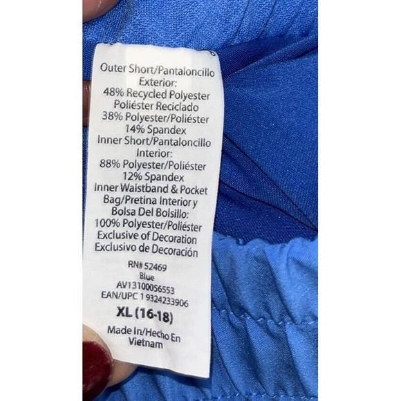 Avia Shine Running Shorts Side Zip Pocket Pull On Elastic Lined XL 16/18 Blue - Picture 11 of 12